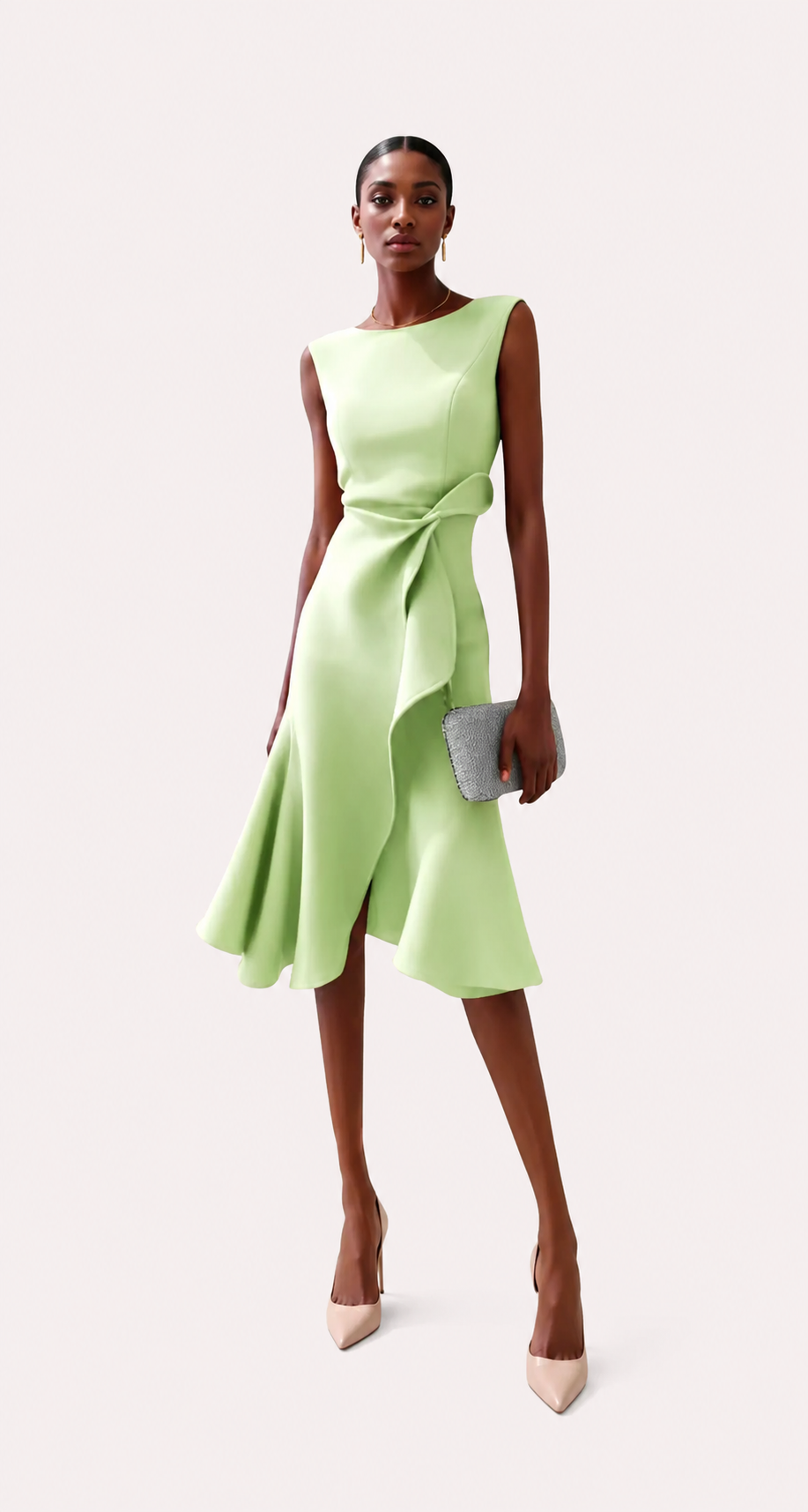 Women's Sleeveless Draped Asymmetric Midi Dress