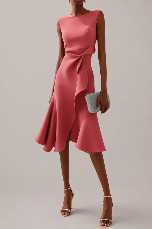 Women’s Draped Asymmetric Midi Dress