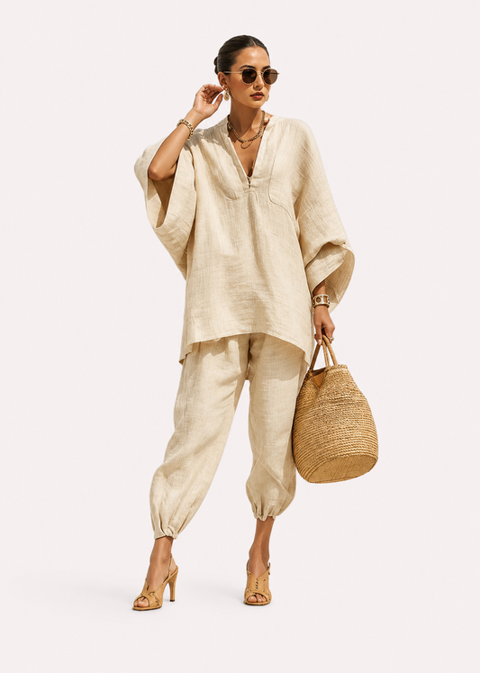 Women's Batwing Sleeve Top and Tapered Pants Set