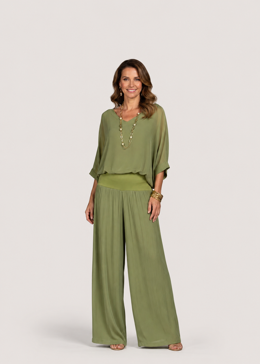 Women’s Chiffon Wide-Leg Two-Piece Set