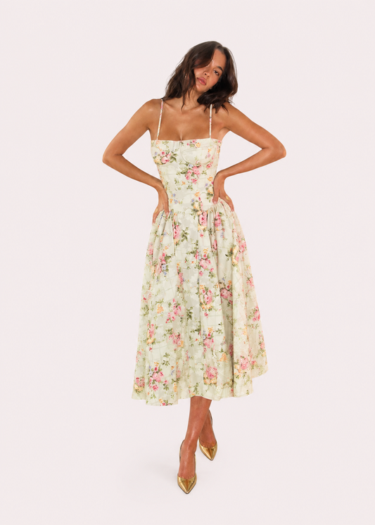 Women's Floral Strap Midi Dress