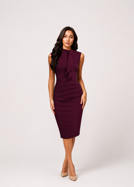 Women’s Sleeveless Tie Neck Midi Dress